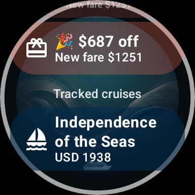 Wear OS tracked cruises list
